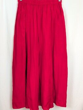 Red Wide Leg Palazzo Pants Split Skirt High Waist Stretch M / L EUC